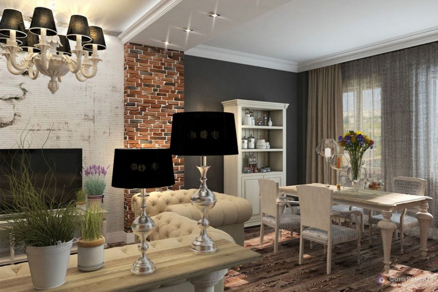 Смешение стилей лофт и классика