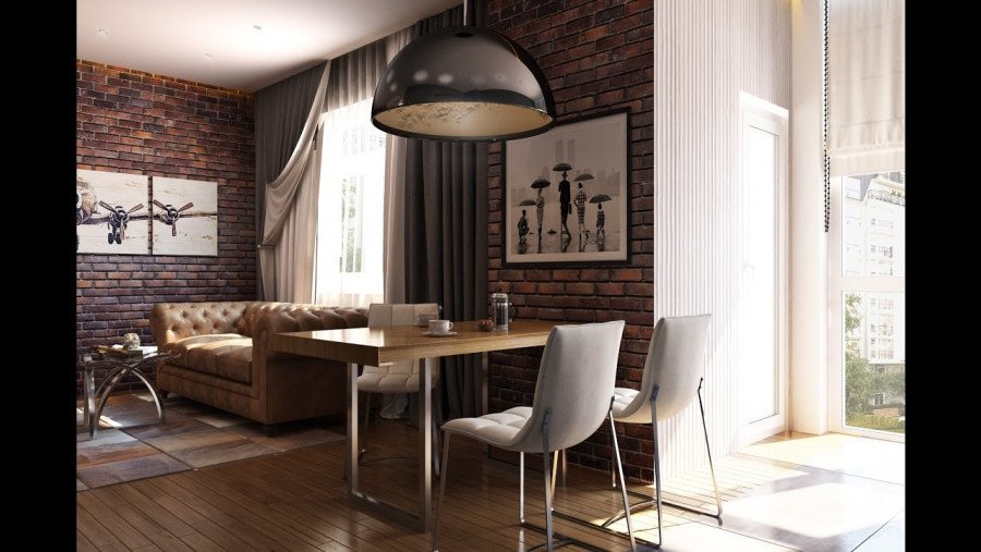 Кухня гостиная лофт и классика