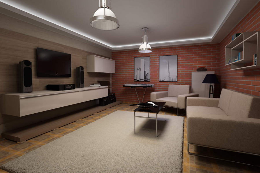 Студия на цокольном этаже