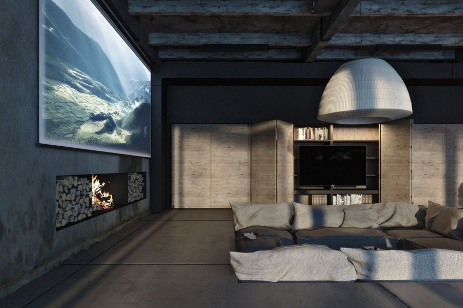 Камин в стиле брутализм