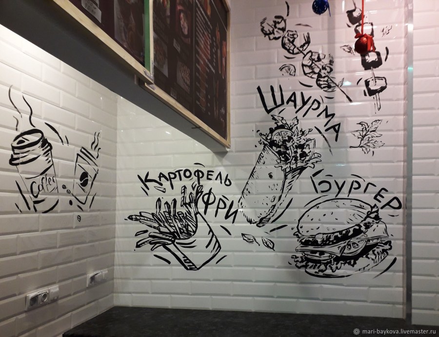 Роспись стен в кафе