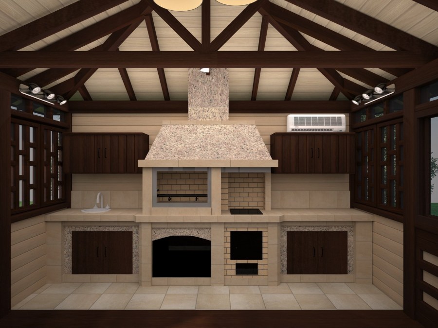 Отделка беседки с барбекю