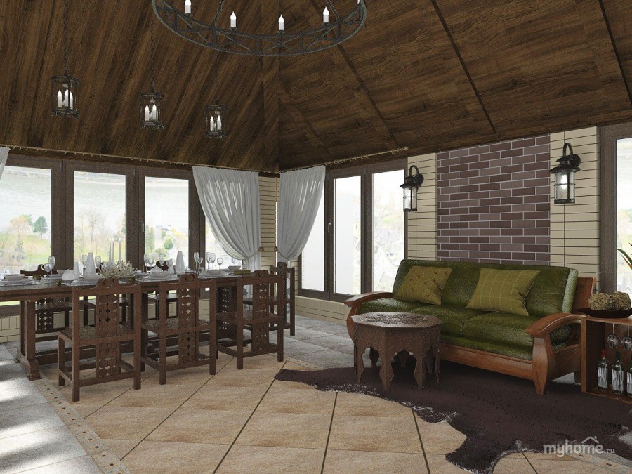 Внутренняя отделка закрытой беседки