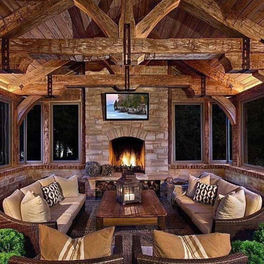 Летняя беседка с камином