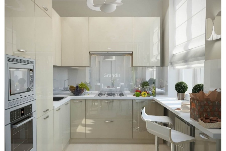 Кухня 9кв.м в стиле Модерн белая