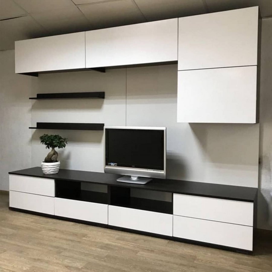 Гостиная Тренто МДФ 2466х2132х473 венге/белый