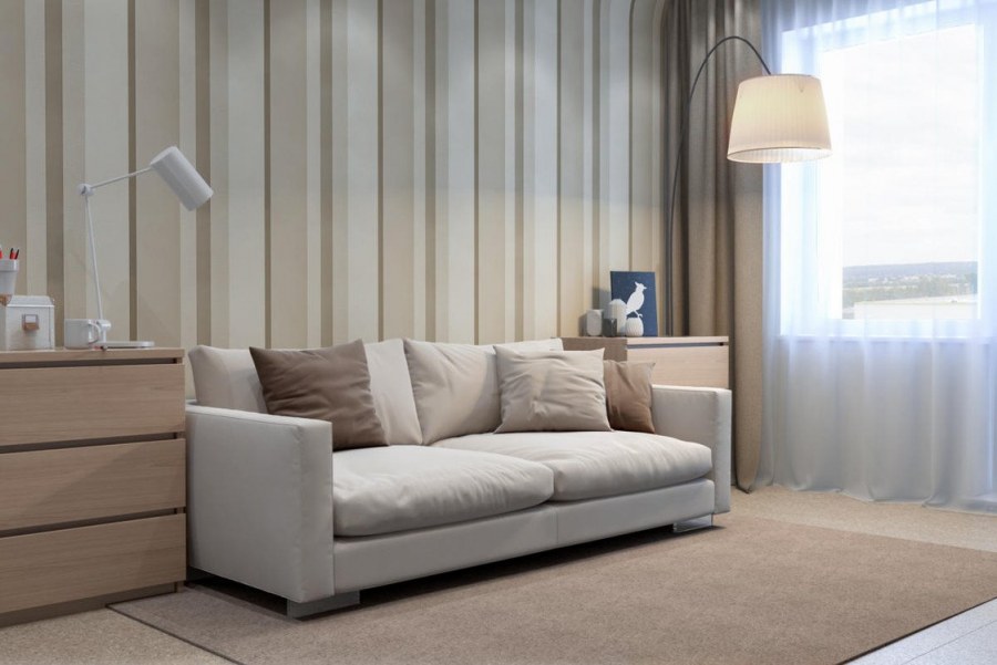 Светлый диван в интерьере