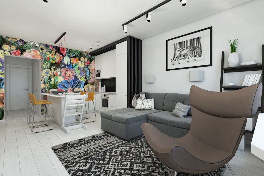 Интерьер однокомнатной квартиры 60 кв м