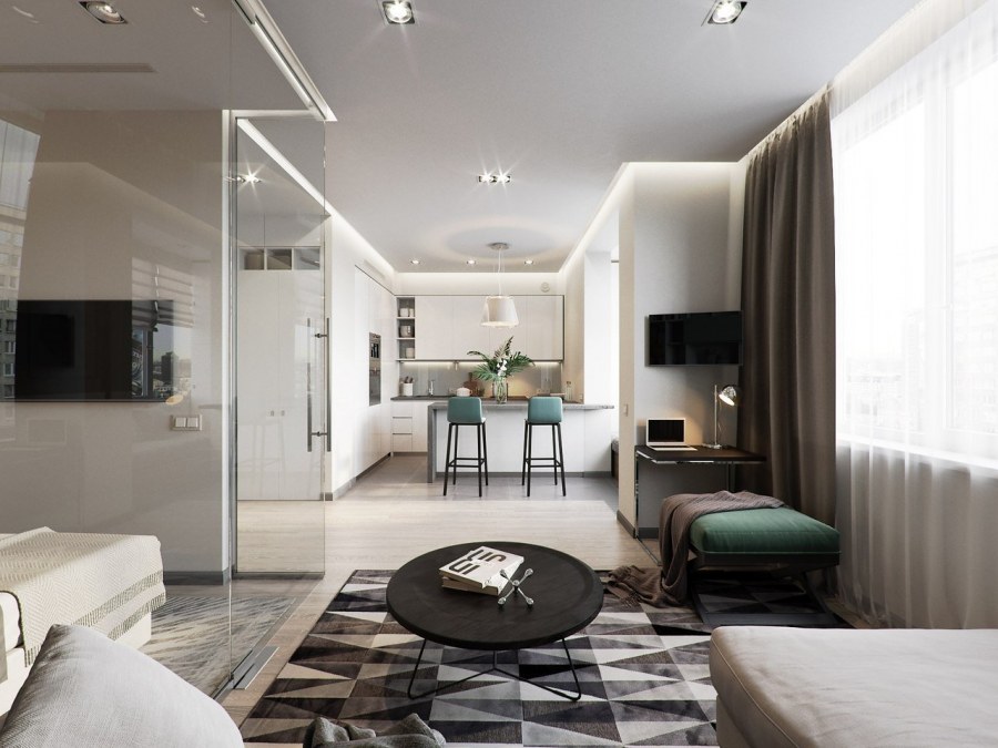 Дизайнерский проект однокомнатной квартиры