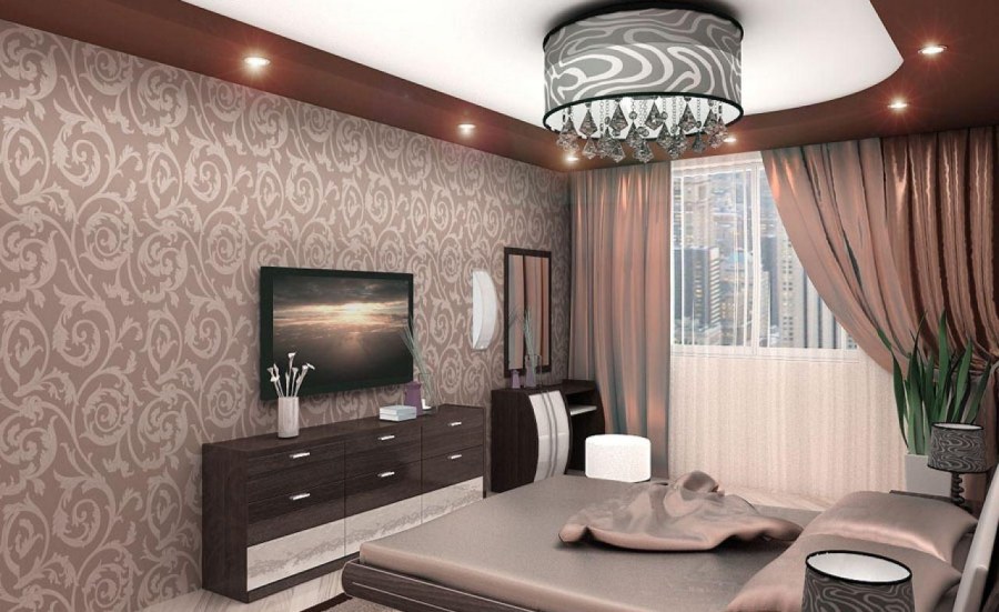 Натяжные потолки шоколадные для зала