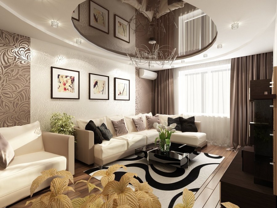 Гостиная в молочно шоколадных тонах