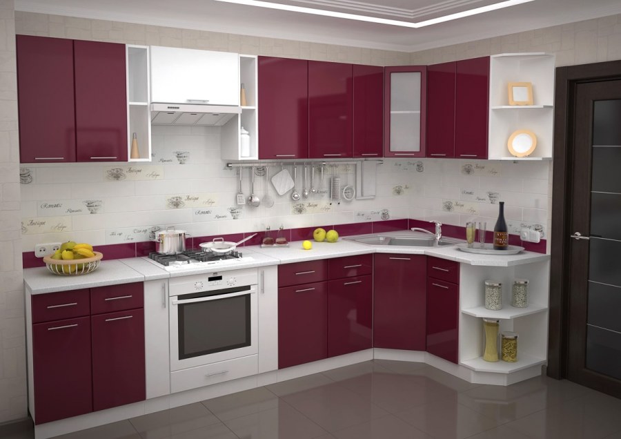 Кухня Валерия бордо Сурская мебель