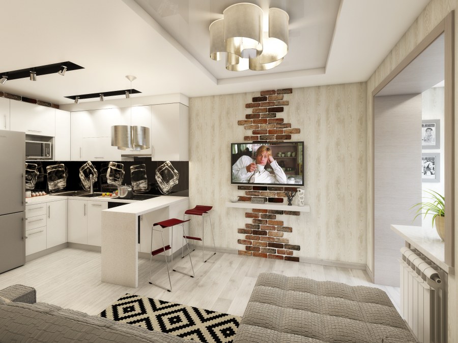 Дизайн однокомнатной квартиры 43 м2