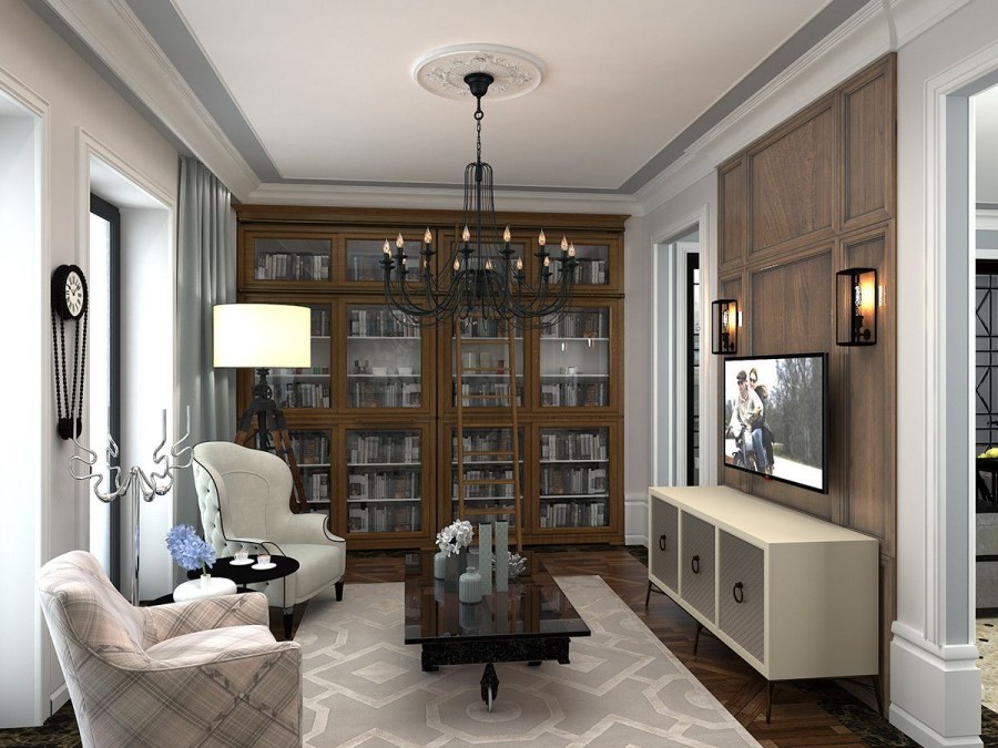 Гостиная-кабинет в стиле Неоклассика