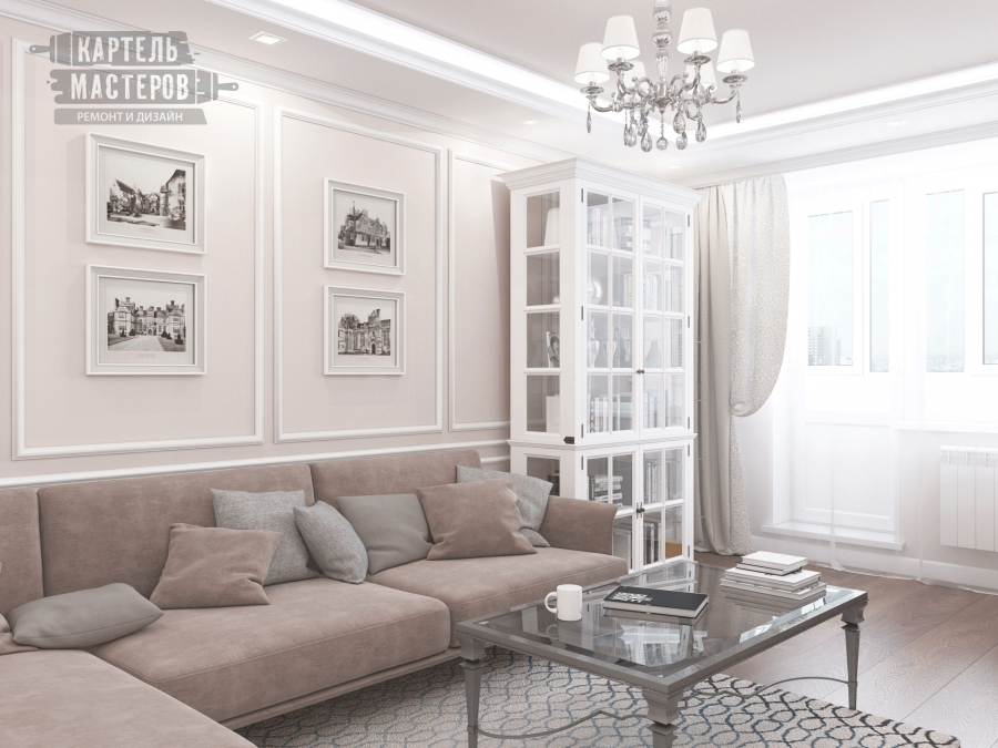 Гостиная Неоклассика 35м2