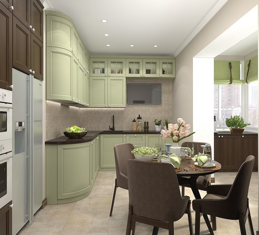 Кухня неокласикафисташковая