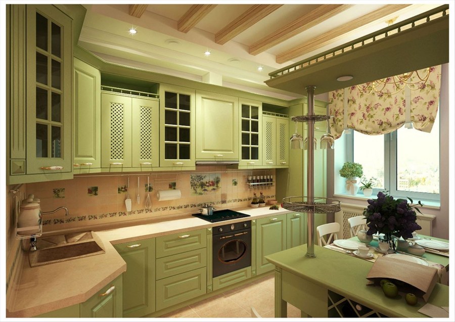 Кухня Прованс зеленая Лорен
