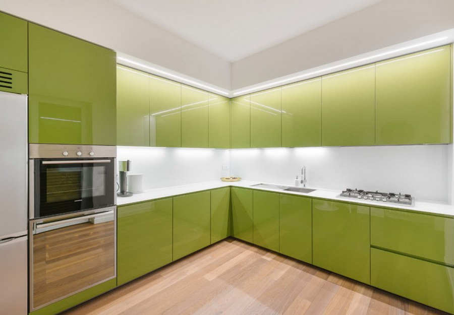 Кухня в салатовом цвете