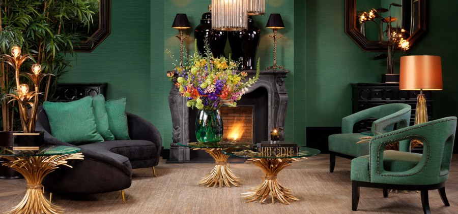 Бутылочно зеленый цвет в интерьере