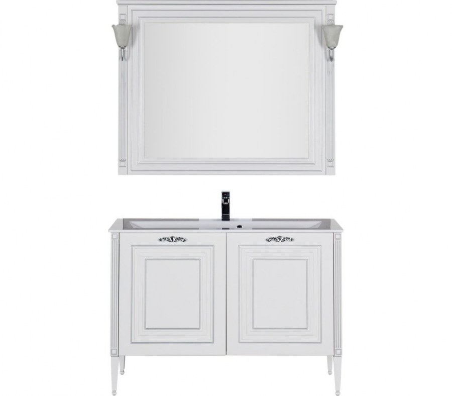 Зеркало Aquanet Паола 120 белое/патина серебро, 181768