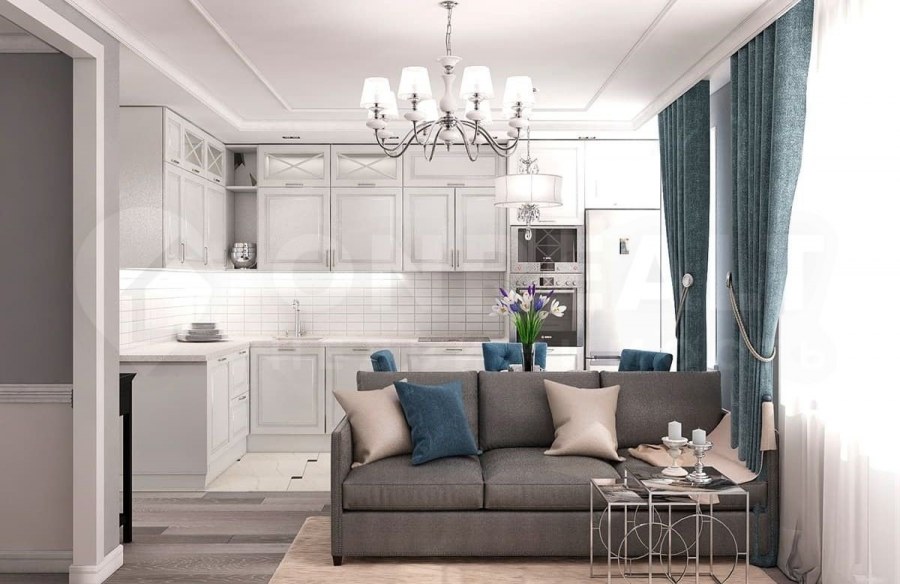 Кухня-гостиная Неоклассика 20 кв метров