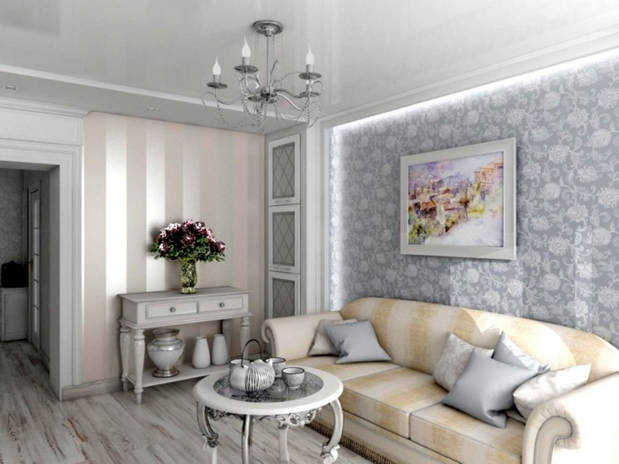 Обои для гостиной в светлых тонах