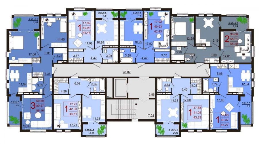 Планировка двушки с кухней гостиной