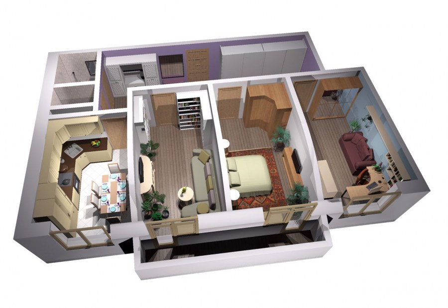 Планировка однокомнатной квартиры 33 м2