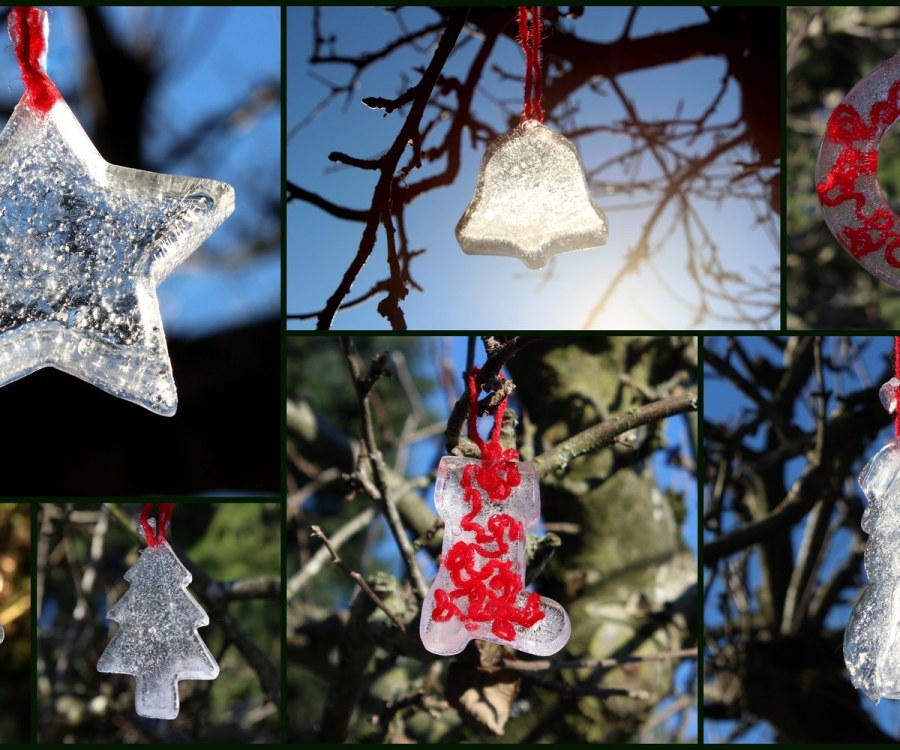Елочные игрушки из льда