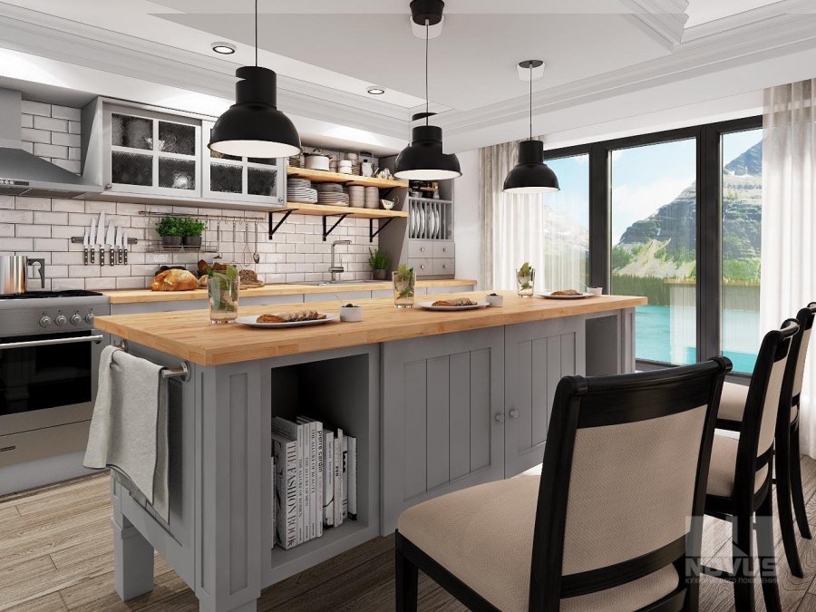 Большая кухня в скандинавском стиле