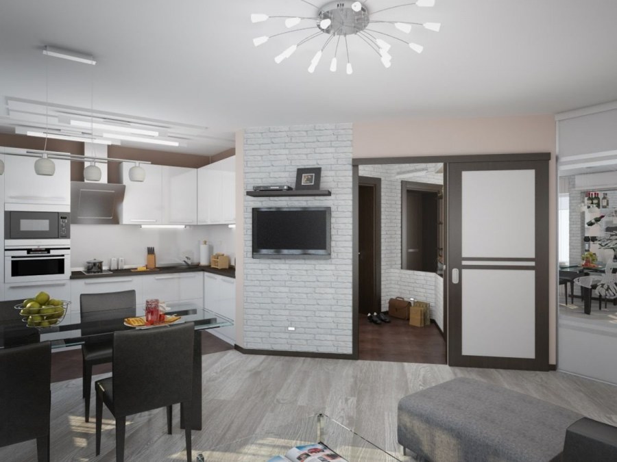 Кухня совмещенная с гостиной в панельном доме