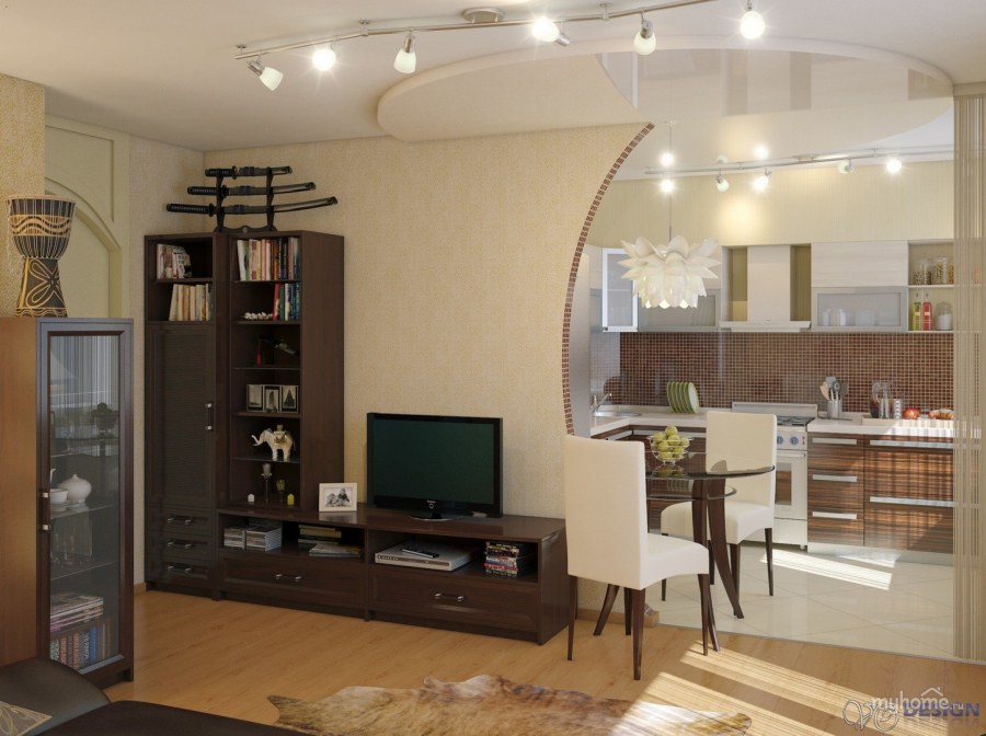 Кухня гостиная в двухкомнатной квартире