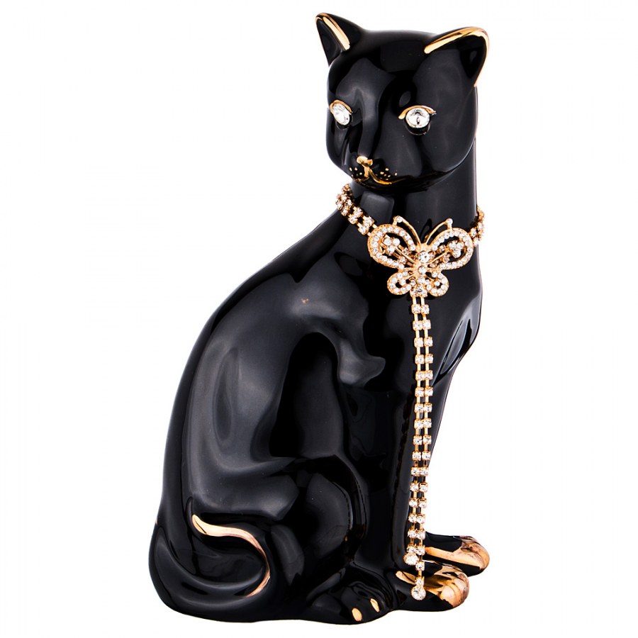 Статуэтка кошка с цепочкой 13*11см, высота=25см