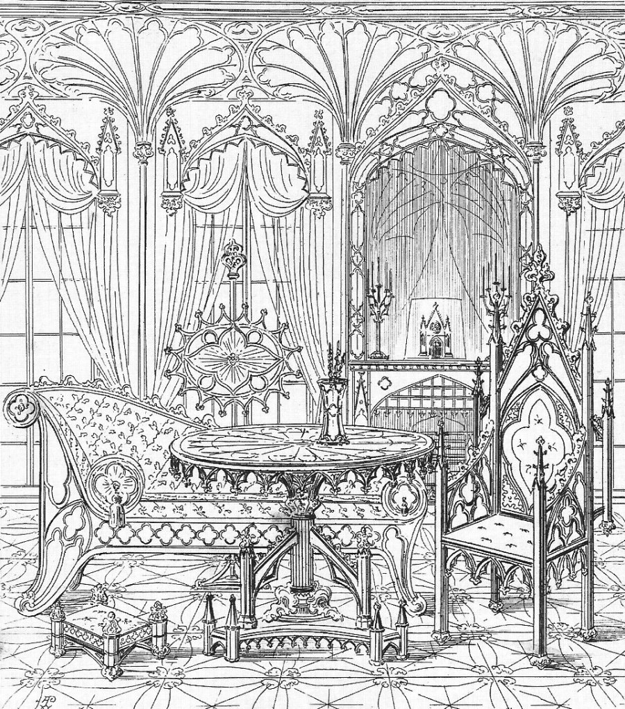 Интерьер в готическом стиле эскиз