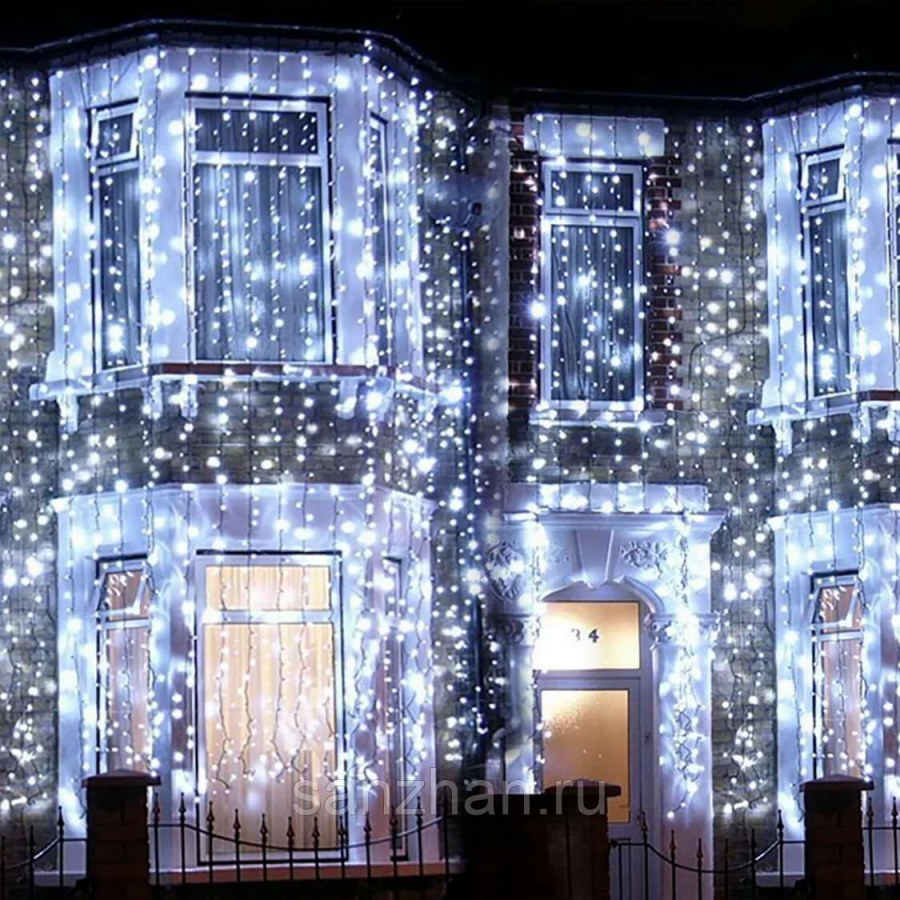 Гирлянда занавес 3х3 холодный белый