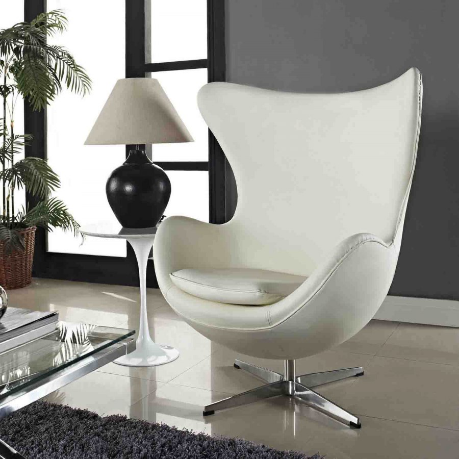 Кресло Arne Jacobsen Style Egg Chair черная кожа