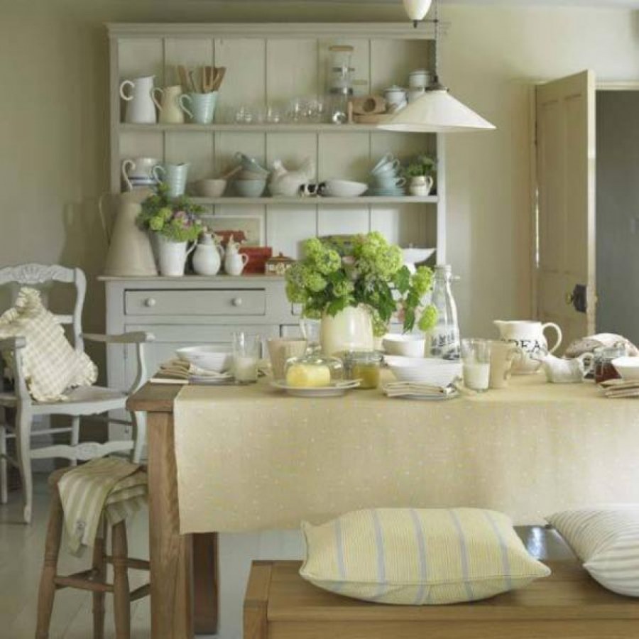 Прованс стиль в интерьере кухни посуда