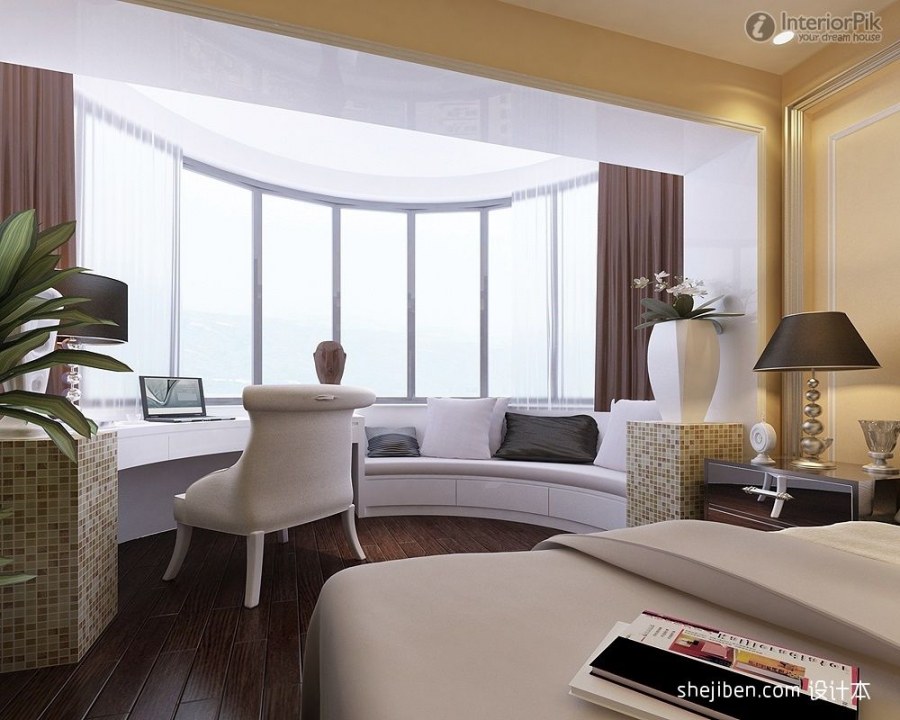 Спальня гостиная с эркером