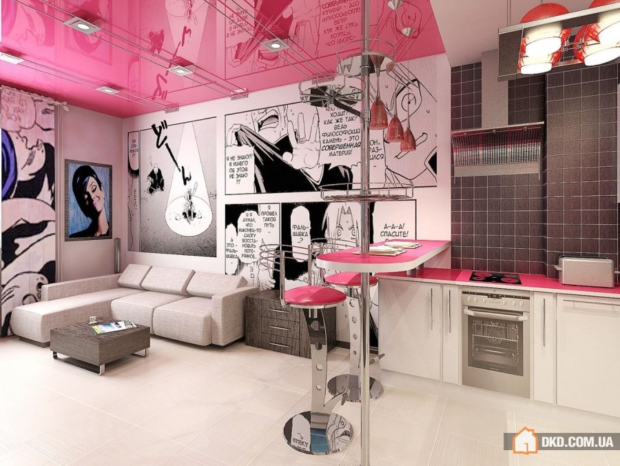 Стиль поп-арт в интерьере кухни