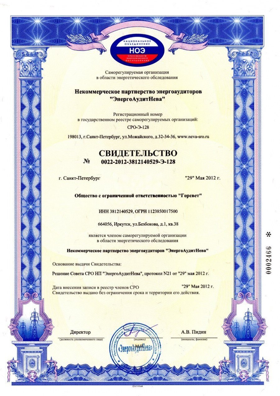 Свидетельство о допуске СРО