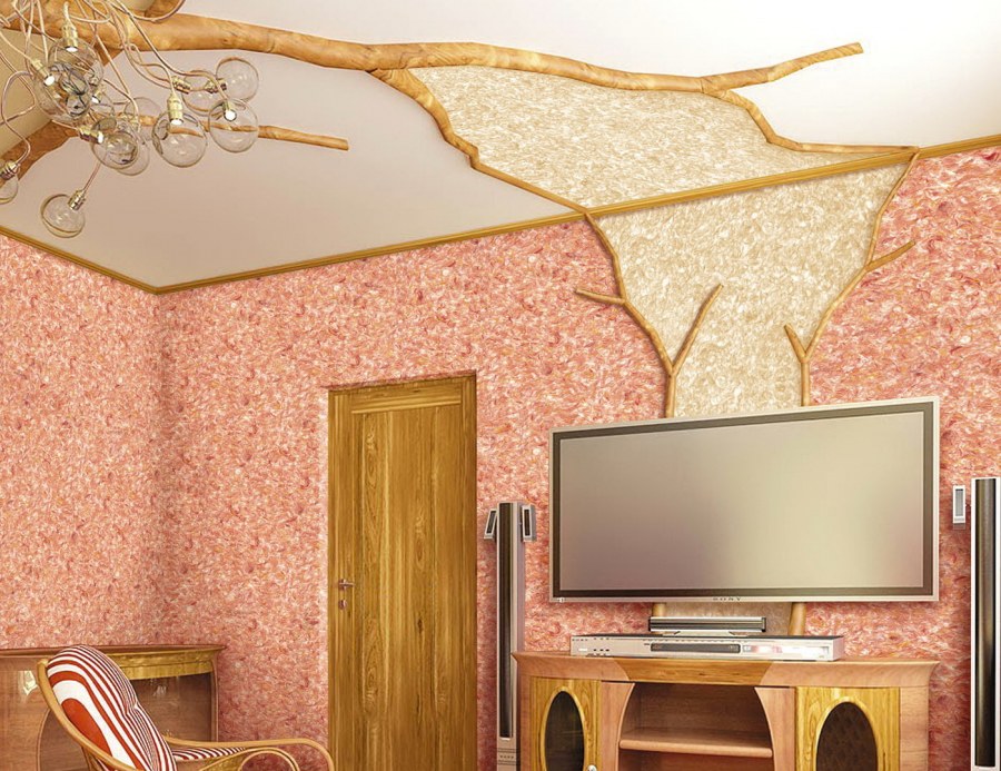 Сиреневая штукатурка в интерьере