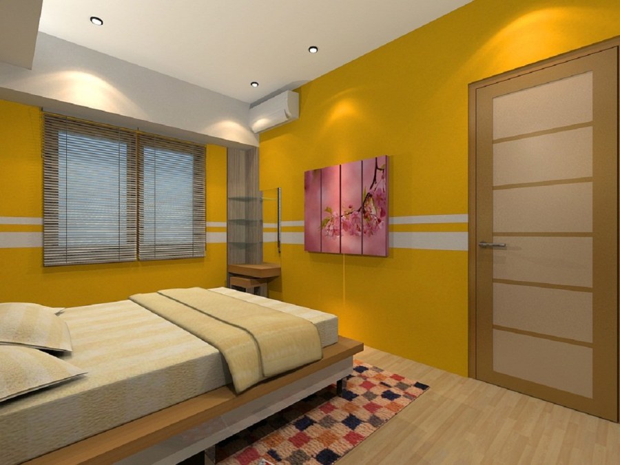 Спальня в хрущевке в желтых тонах
