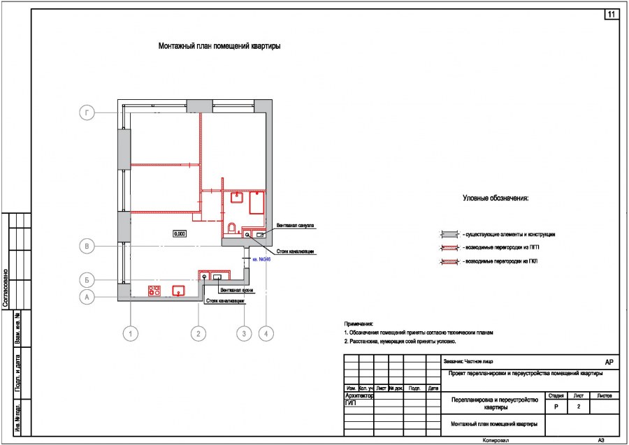 Обмерный чертеж помещения