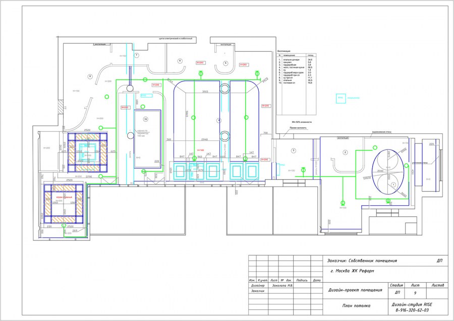 План потолков рабочая документация