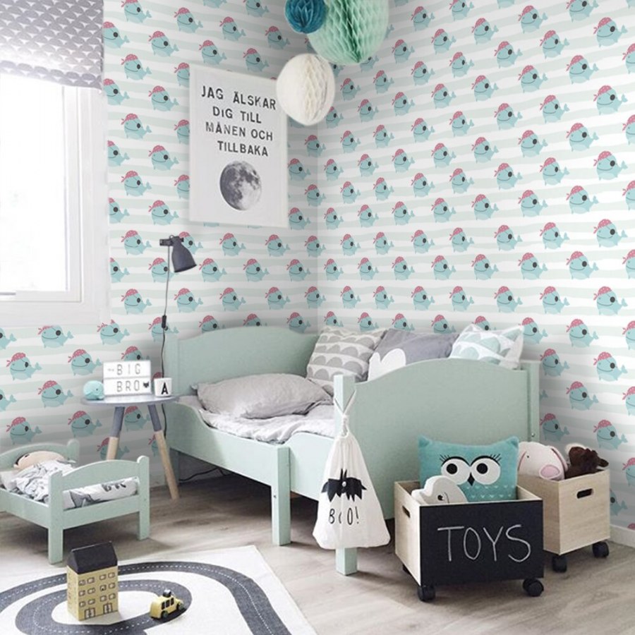 Детская мятно серая