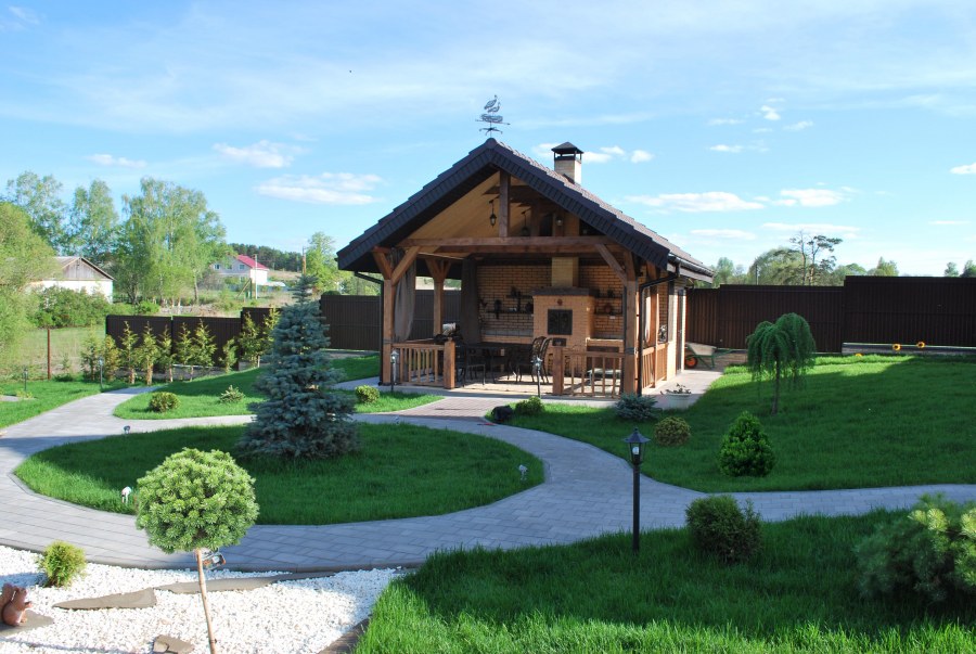 Ландшафт участка с баней