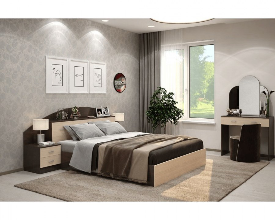 Спальный гарнитур "Александра" беленый дуб/венге