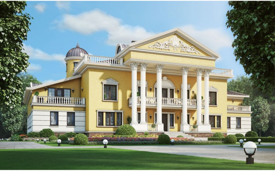 Двухэтажный особняк в стиле Ампир в Москве