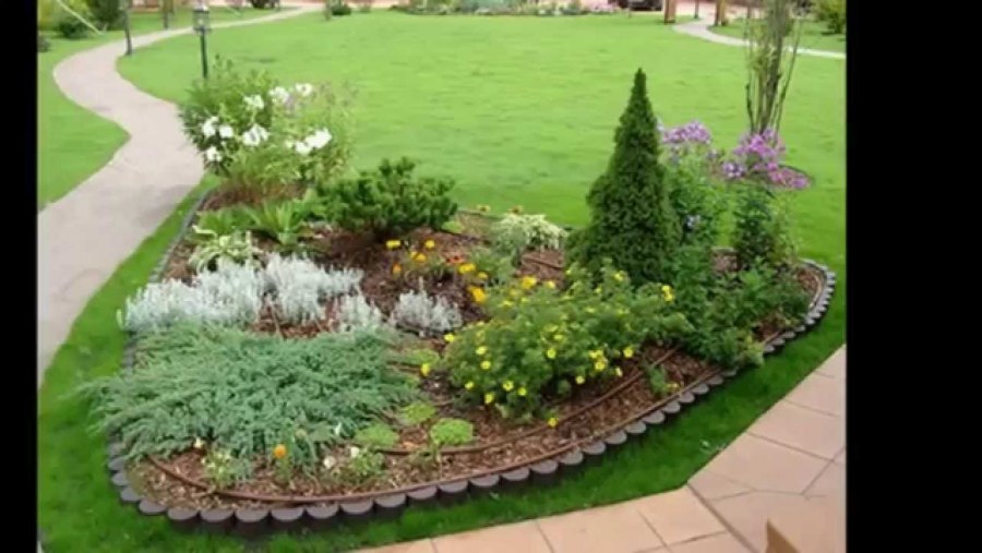 Прямоугольная клумба на даче