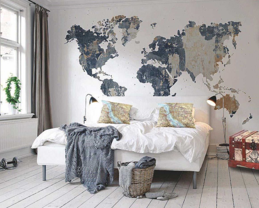 Фреска в скандинавском стиле в спальню